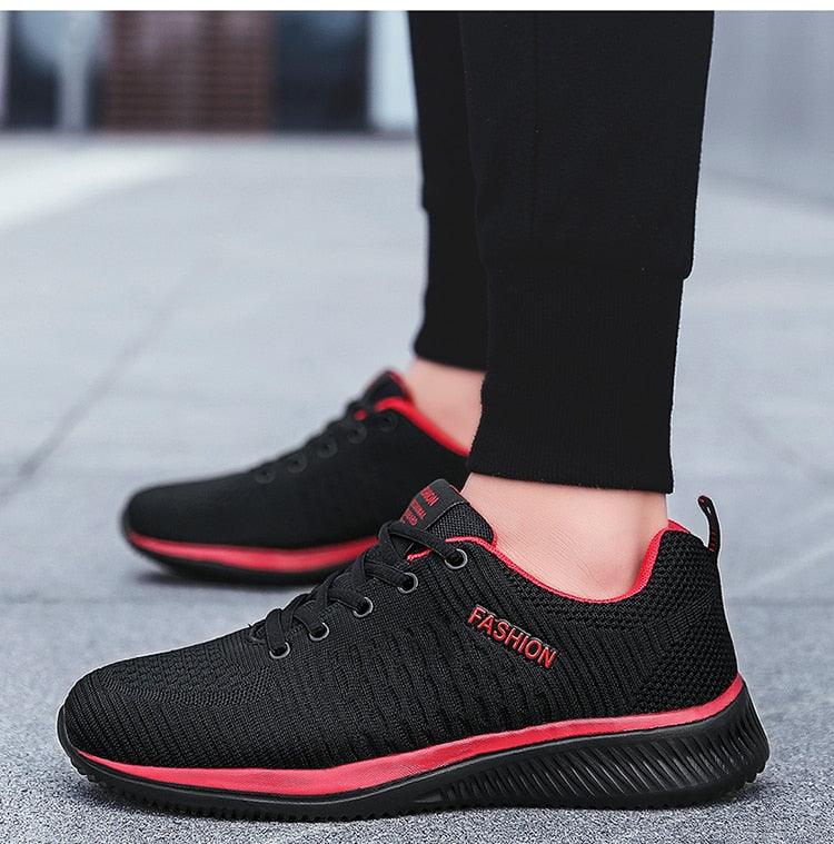 Men's Black Breathable Mesh Running Sneakers Casual Tennis Shoes