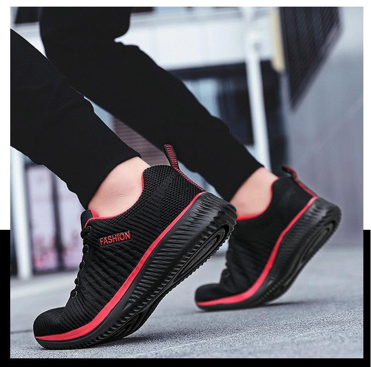 Men's Black Breathable Mesh Running Sneakers Casual Tennis Shoes