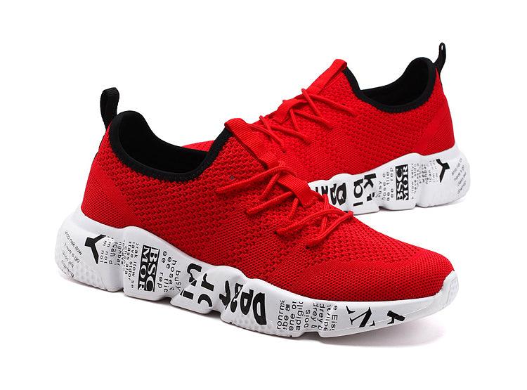 Men's Red Lightweight Breathable Mesh Running Sneakers