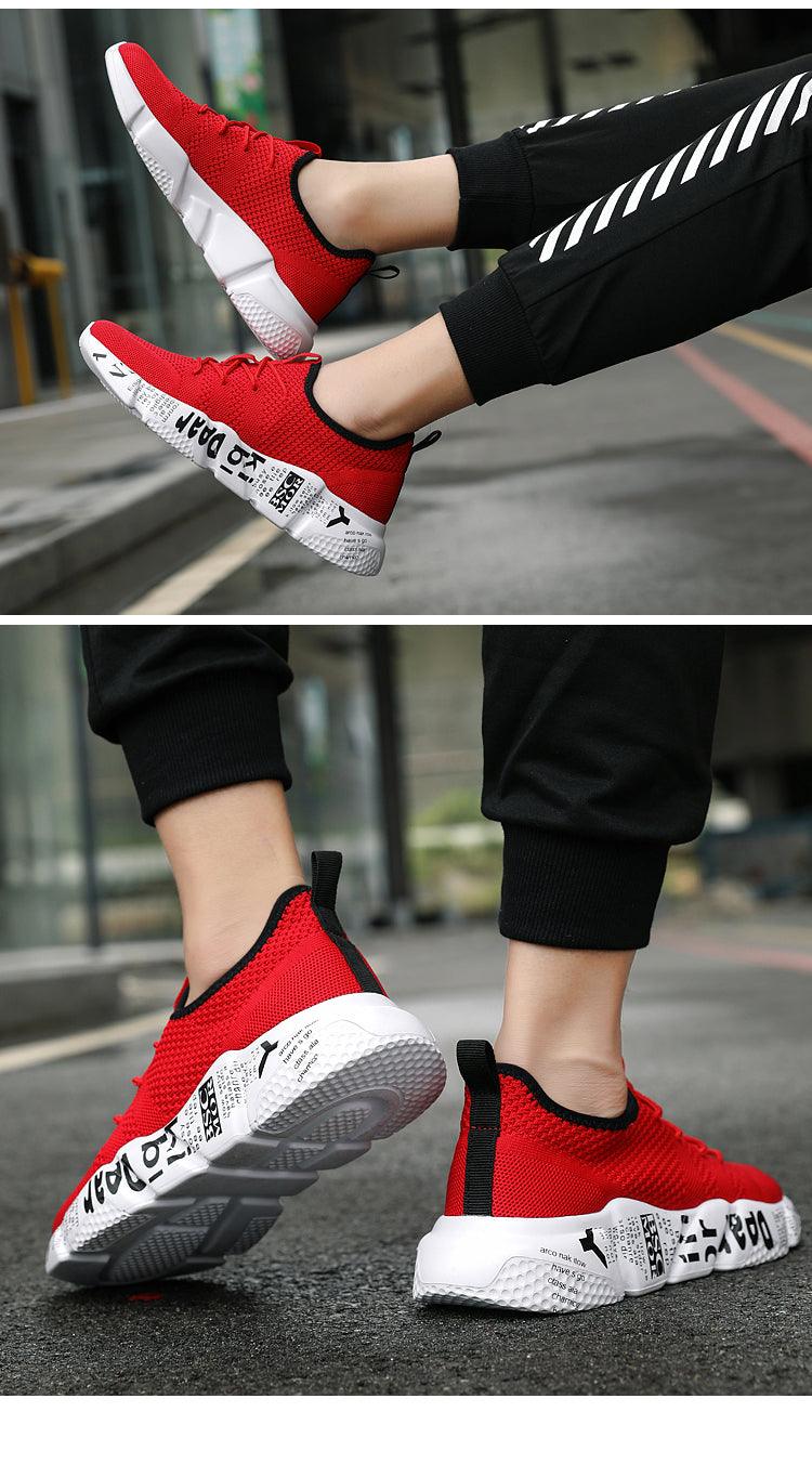 Men's Red Lightweight Breathable Mesh Running Sneakers