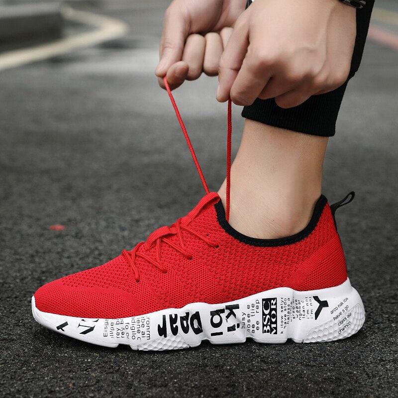 Men's Red Lightweight Breathable Mesh Running Sneakers