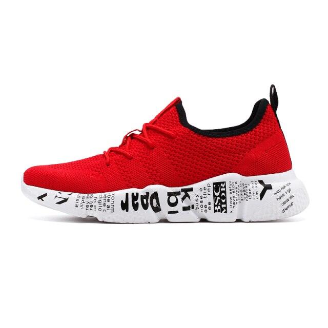 Men's Red Lightweight Breathable Mesh Running Sneakers