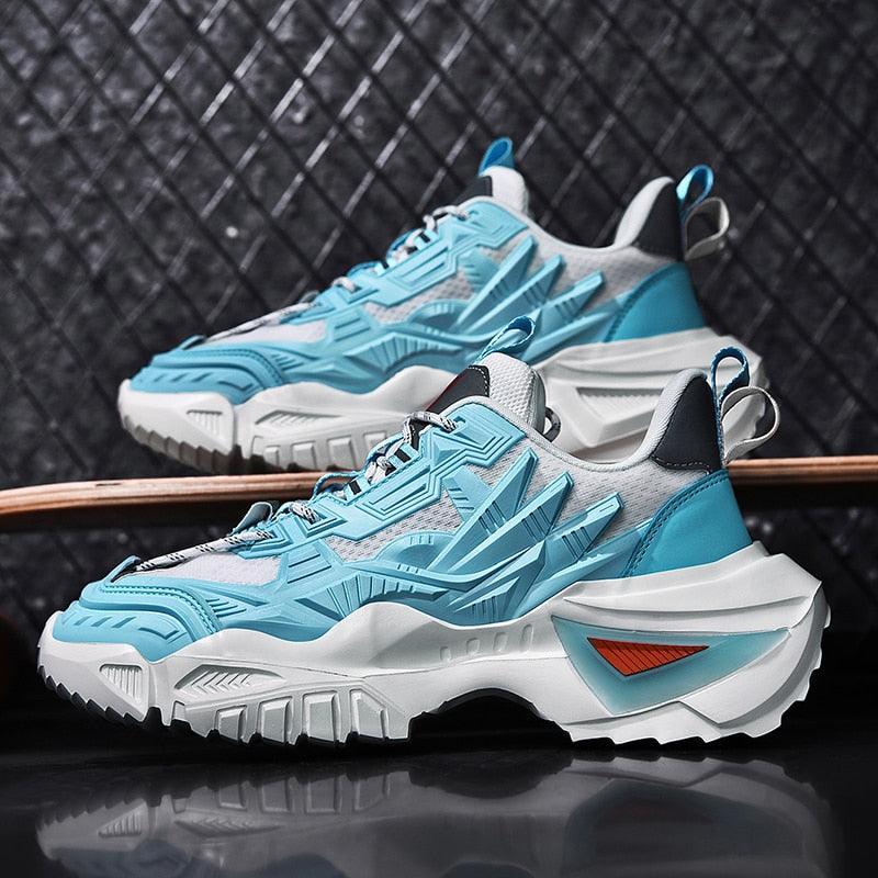 Men's chunky height-increasing high-top casual sneakers with thick platform sole