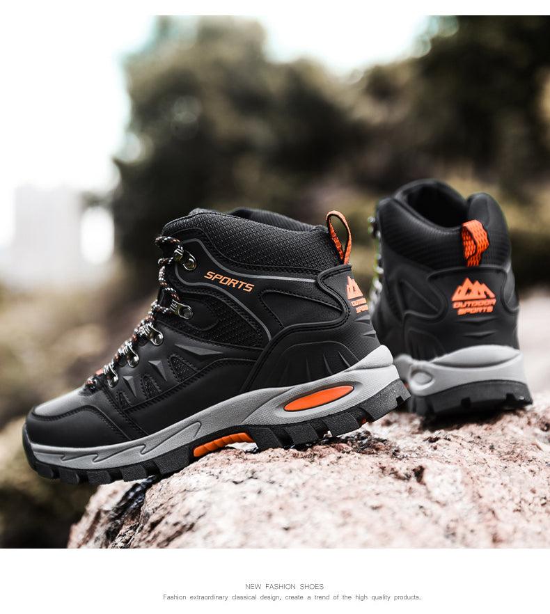 Mens Waterproof Winter Snow Boots, Warm Lined Ankle Hiking Boots
