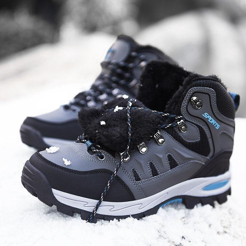 Mens Waterproof Winter Snow Boots, Warm Lined Ankle Hiking Boots