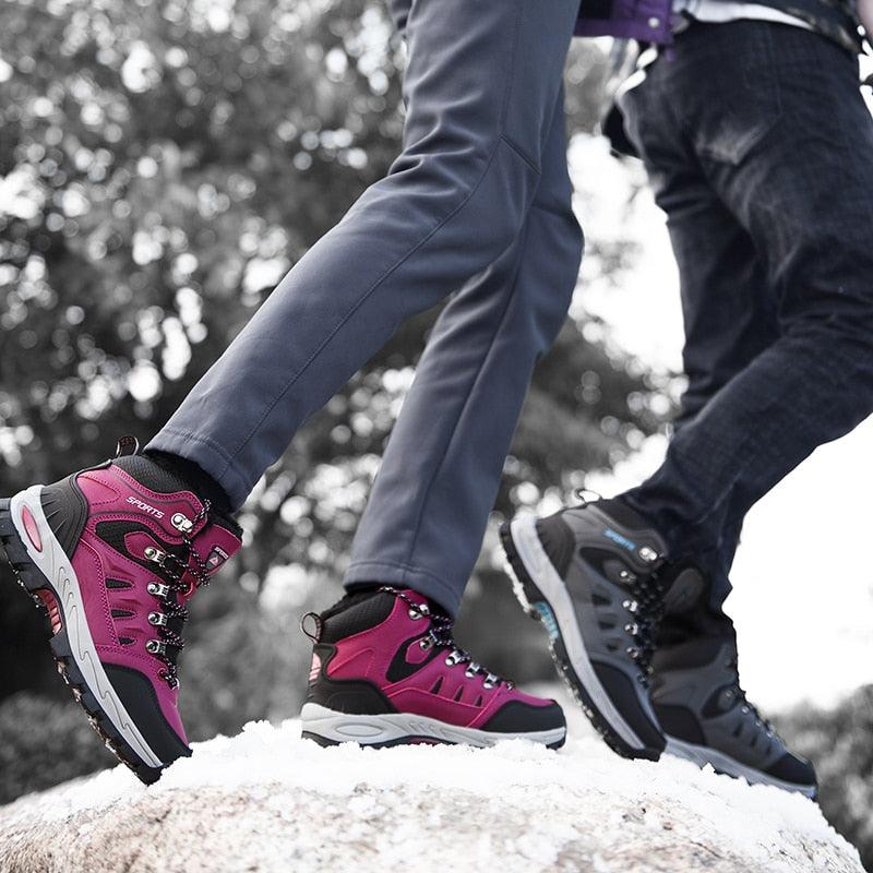 Mens Waterproof Winter Snow Boots, Warm Lined Ankle Hiking Boots