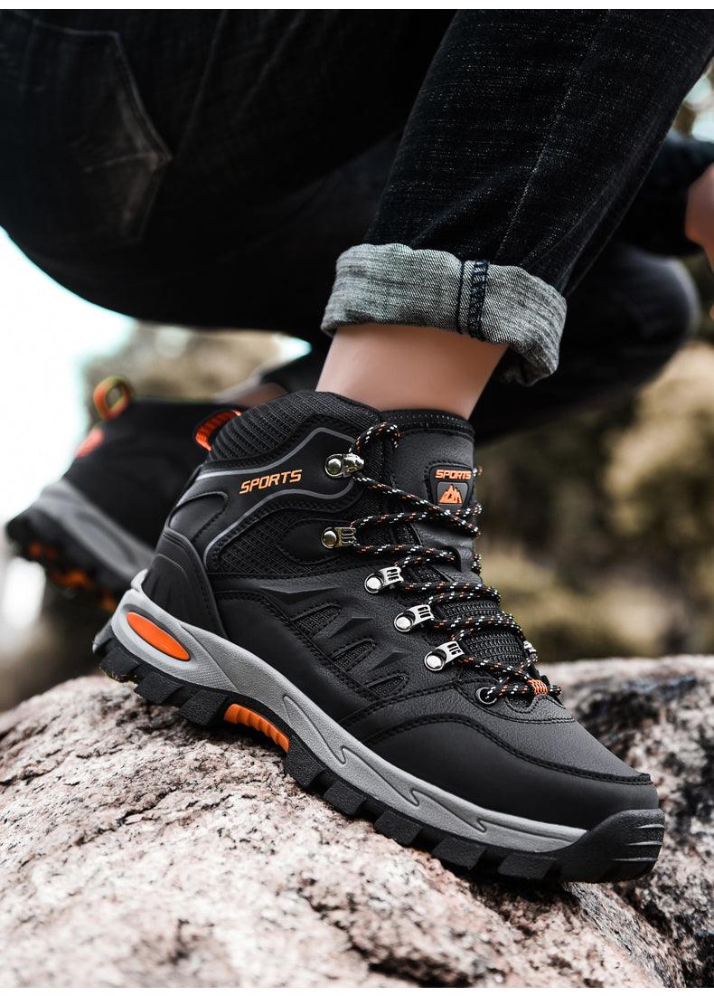Mens Waterproof Winter Snow Boots, Warm Lined Ankle Hiking Boots