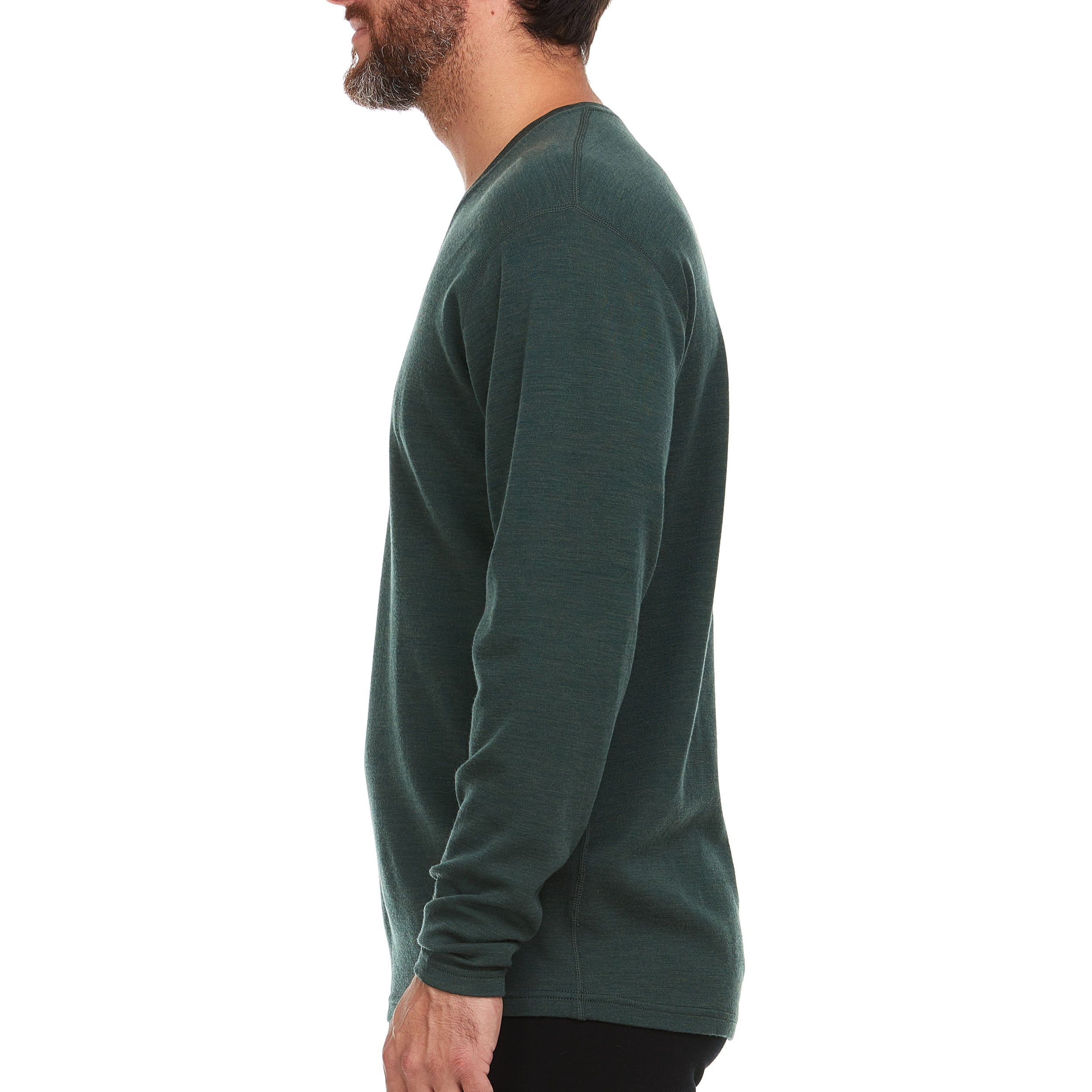 Men's Midweight Merino Wool V-Neck Sweater in Forest-Green