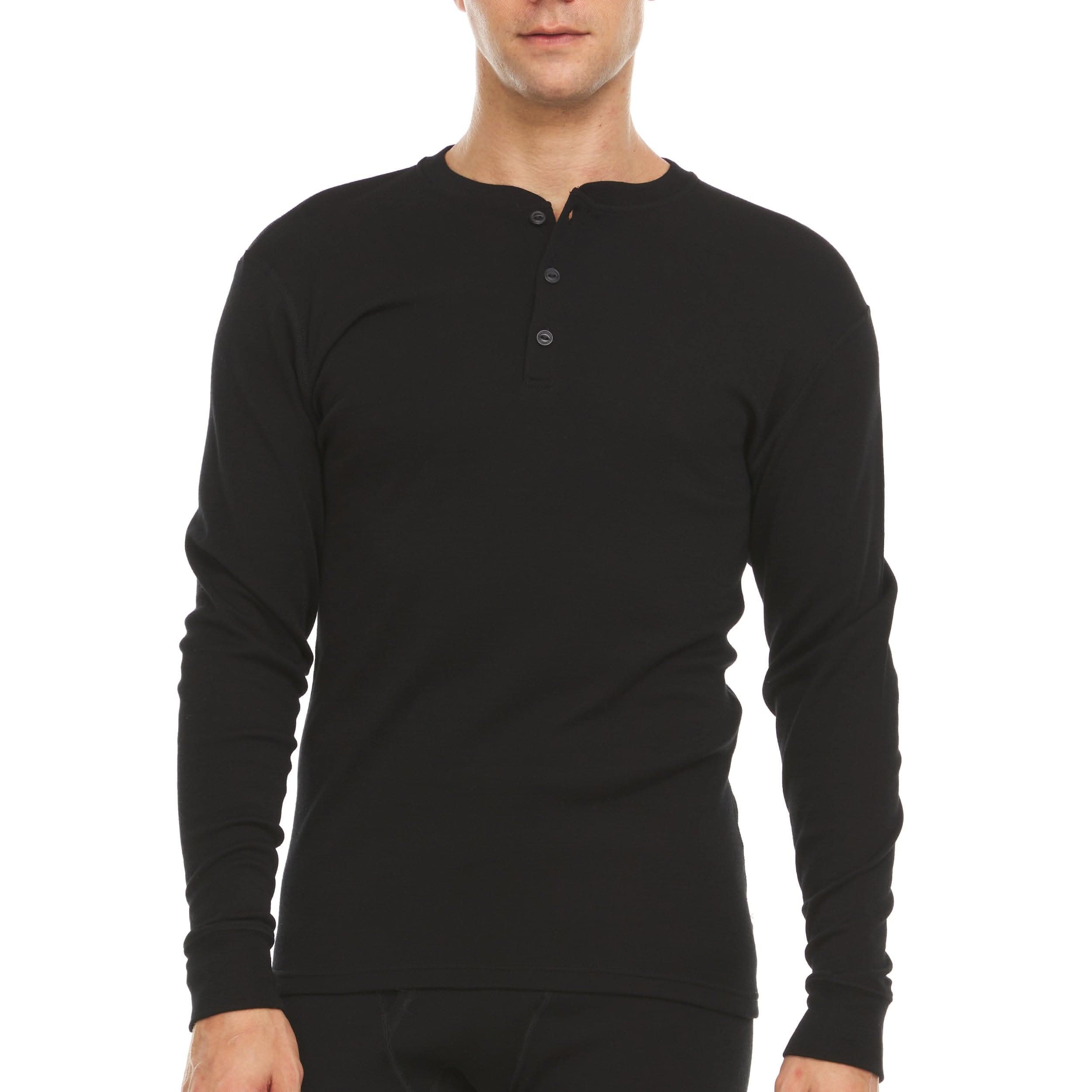 Men's Midweight Merino Wool Henley Long Sleeve Knit Shirt
