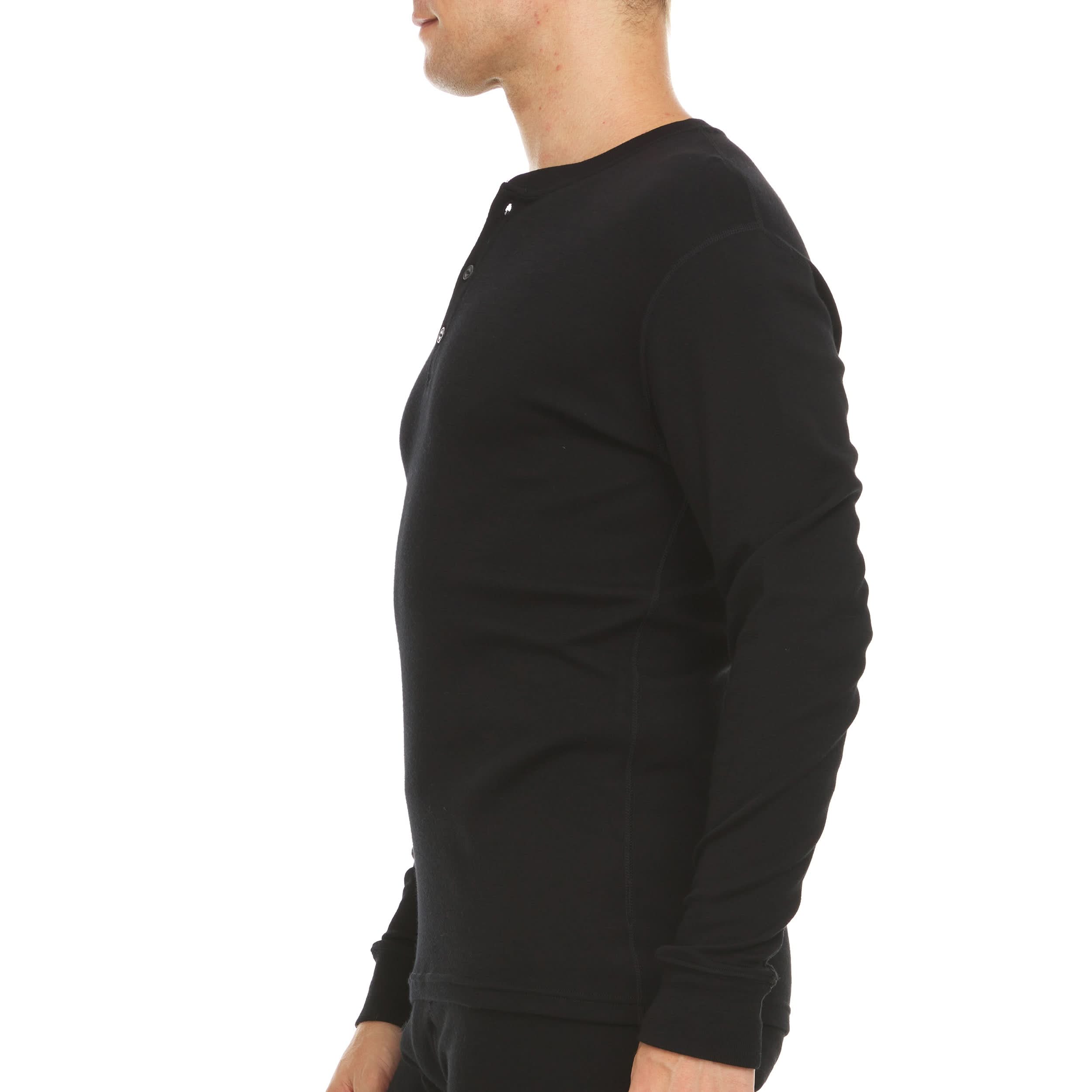 Men's Midweight Merino Wool Henley Long Sleeve Knit Shirt