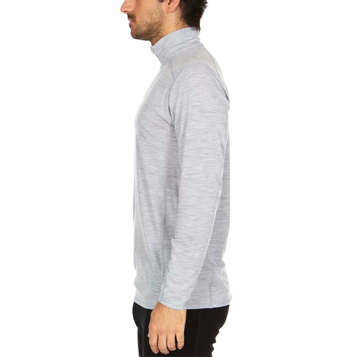 Men's Microweight Merino Wool 1/4 Zip Pullover in Grey and Black