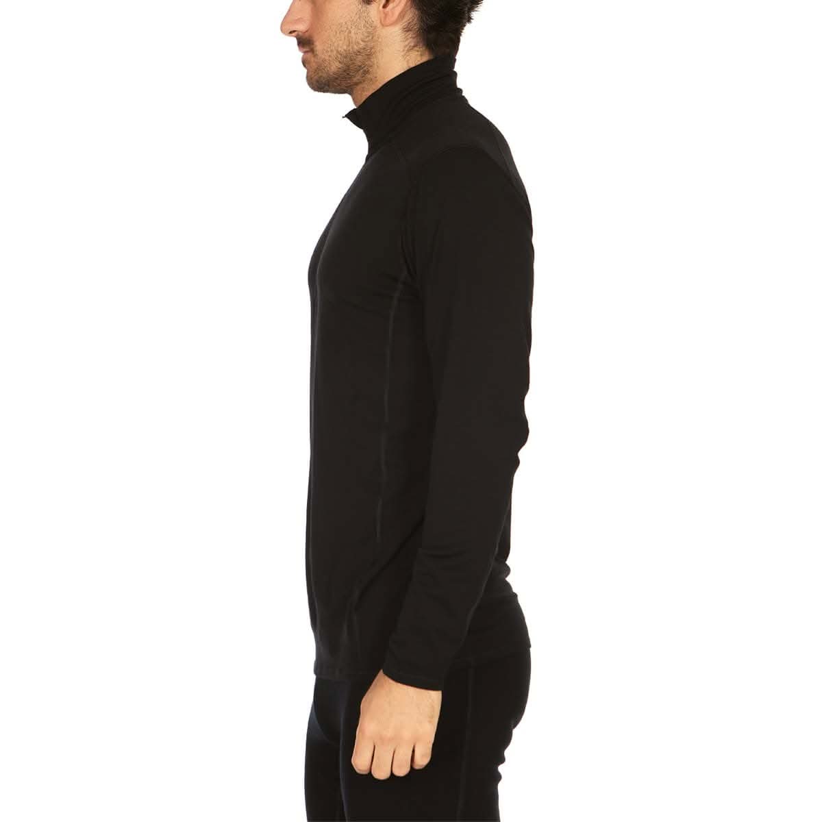 Men's Microweight Merino Wool 1/4 Zip Pullover in Grey and Black