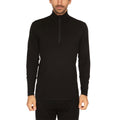 Men's Microweight Merino Wool 1/4 Zip Pullover in Grey and Black