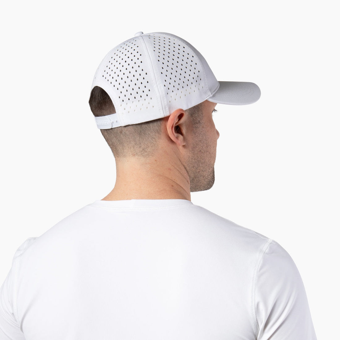White UV Protective Performance Sport Hat with Breathable Sides - Image 4