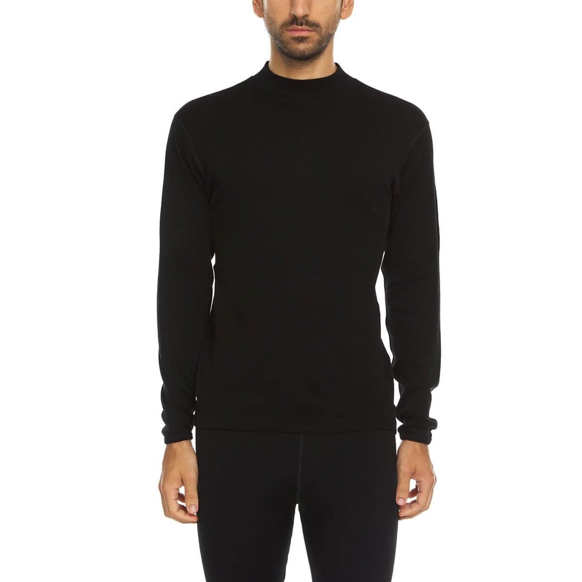 Men's 100% Merino Wool Mock Neck Long Sleeve Top
