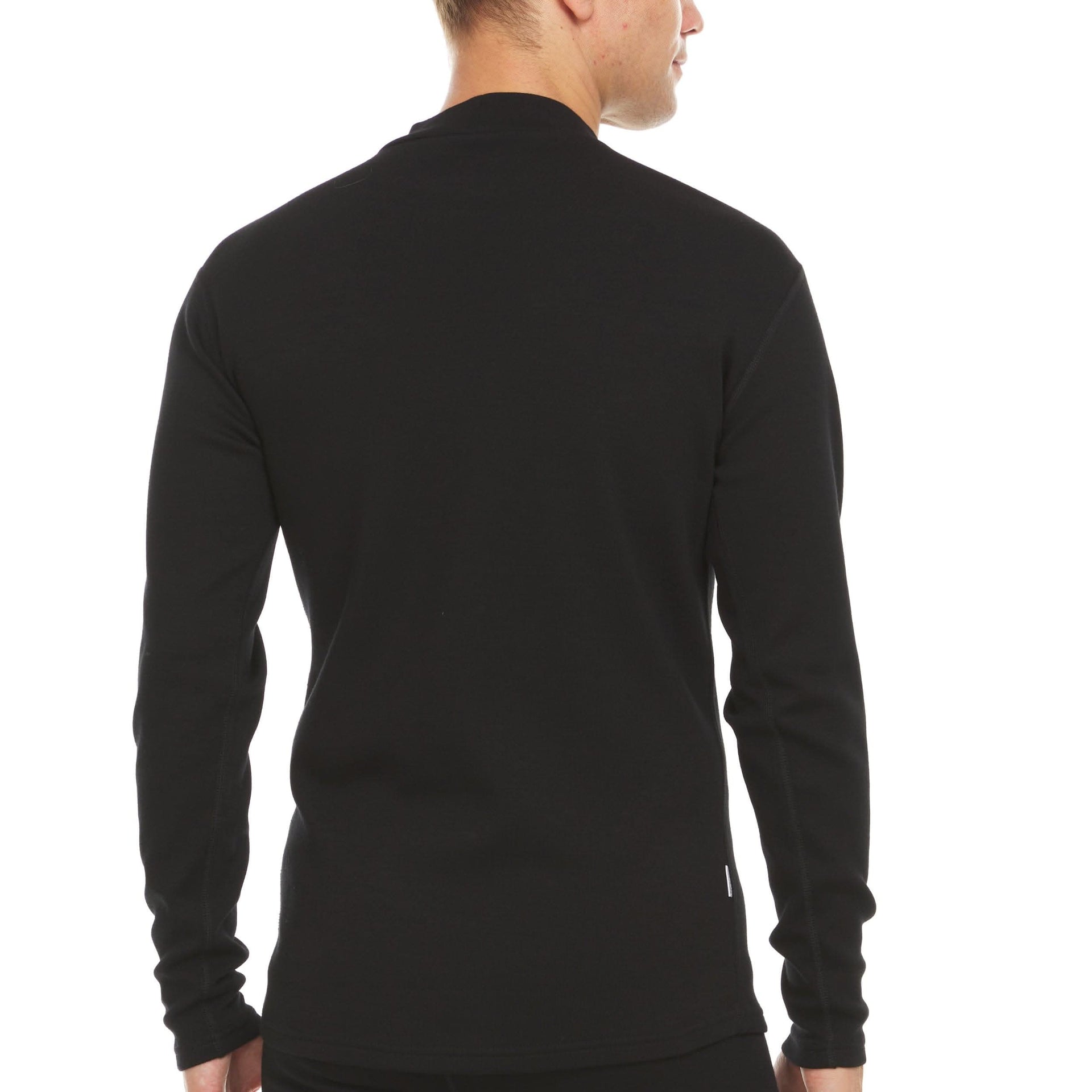 Men's Heavyweight Merino Wool Mock Neck Sweater in Black