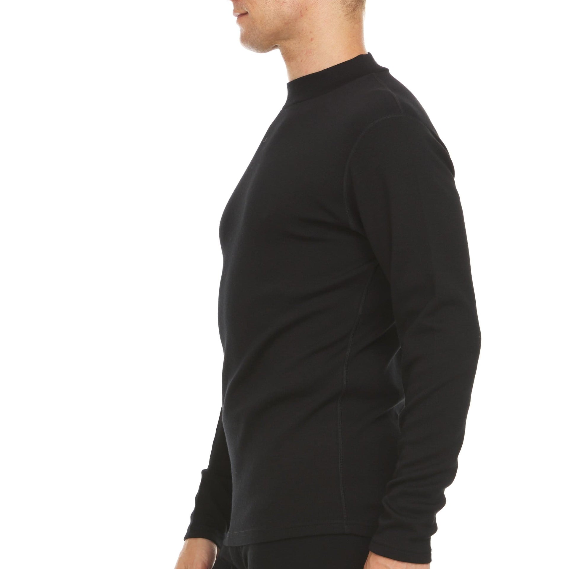 Men's Heavyweight Merino Wool Mock Neck Sweater in Black