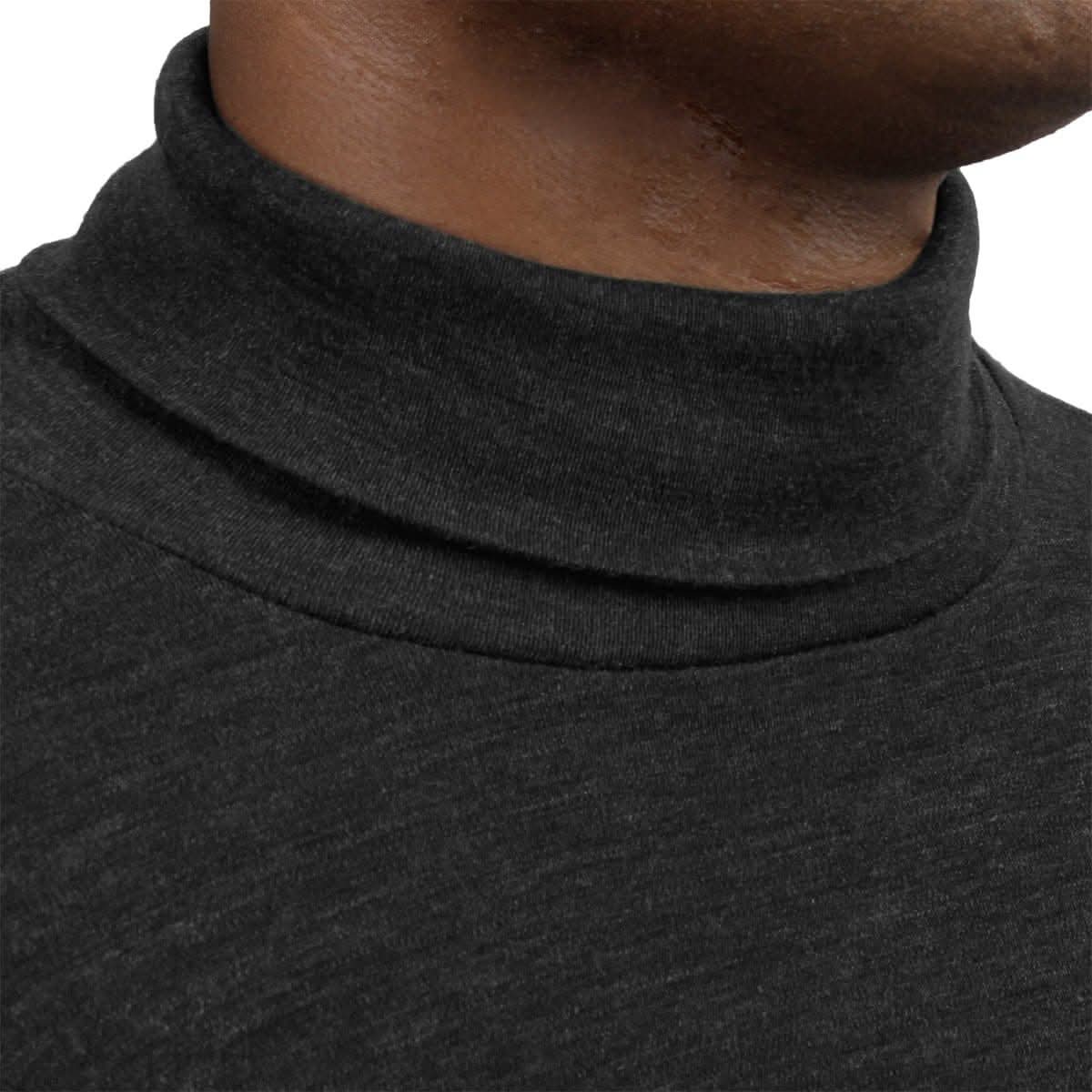 Men's Midweight 100% Merino Wool Turtleneck in Charcoal Grey