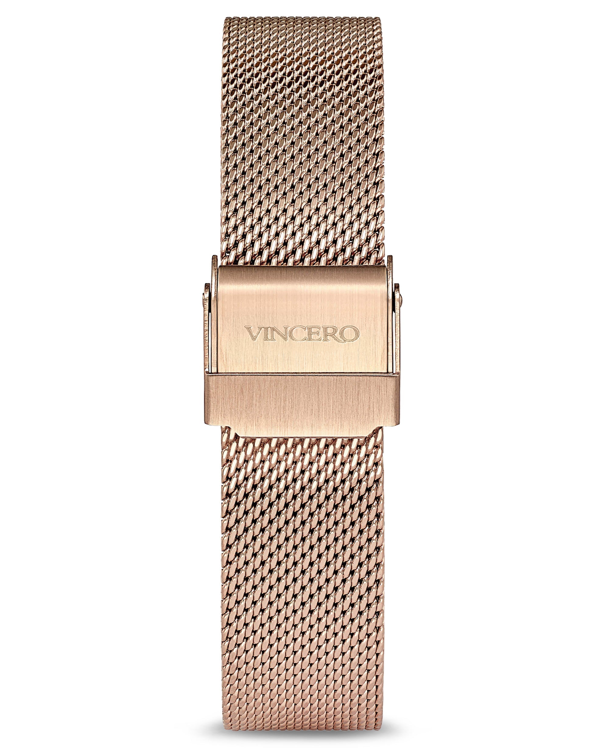 Eros Mesh Petite Watch: Rose Gold and White Pearl Minimalist Dial