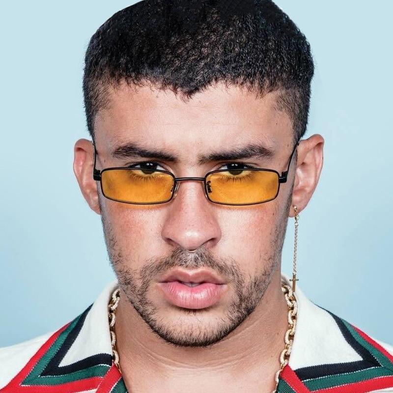 Retro Rimless Rectangle Sunglasses Gold Metal Flame Frame Shades