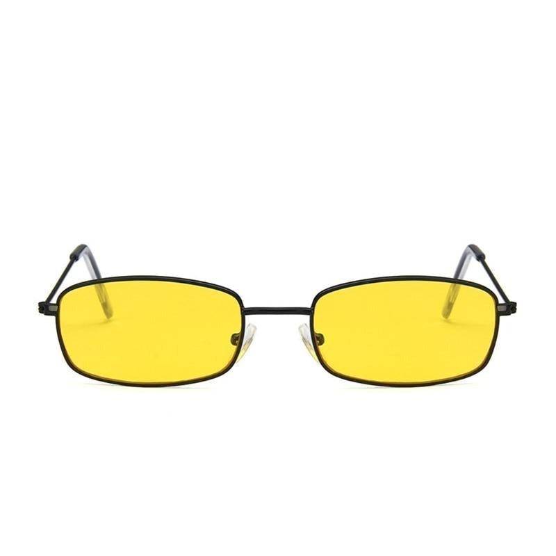 Retro Rimless Rectangle Sunglasses Gold Metal Flame Frame Shades