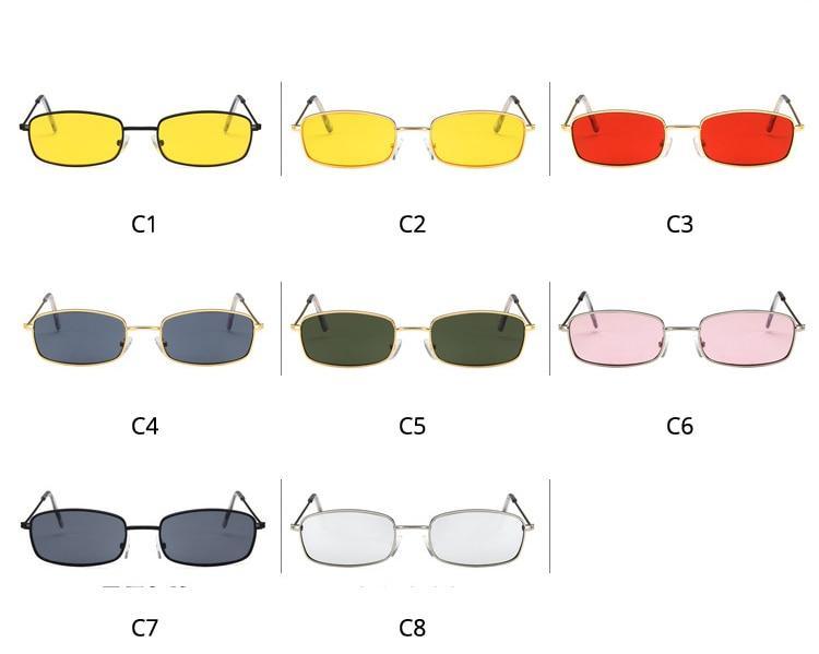 Retro Rimless Rectangle Sunglasses Gold Metal Flame Frame Shades