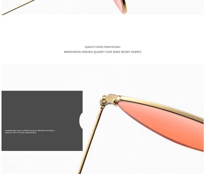 Metal Round Retro Cat Eye Sunglasses UV Protected Eyewear