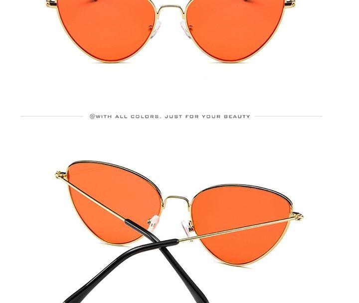 Metal Round Retro Cat Eye Sunglasses UV Protected Eyewear
