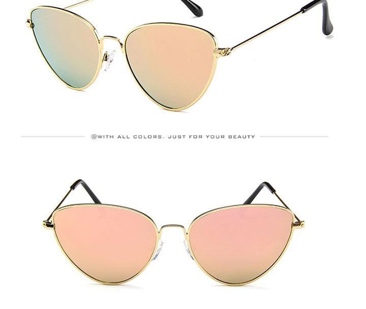 Metal Round Retro Cat Eye Sunglasses UV Protected Eyewear