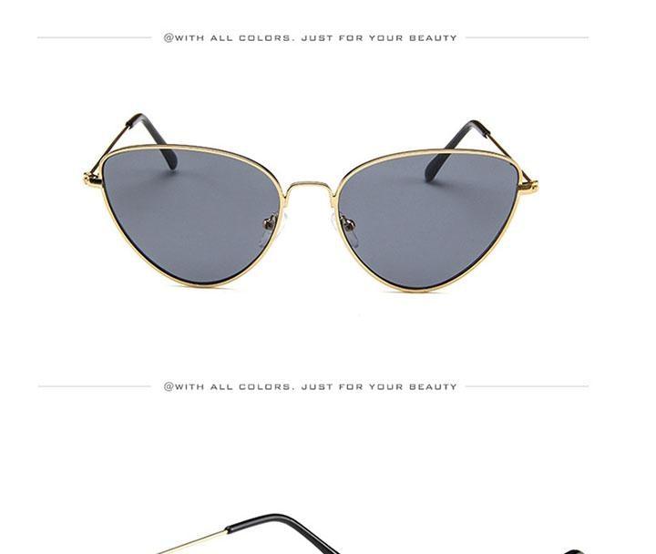 Metal Round Retro Cat Eye Sunglasses UV Protected Eyewear