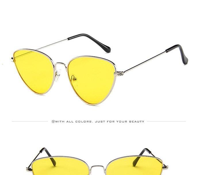 Metal Round Retro Cat Eye Sunglasses UV Protected Eyewear