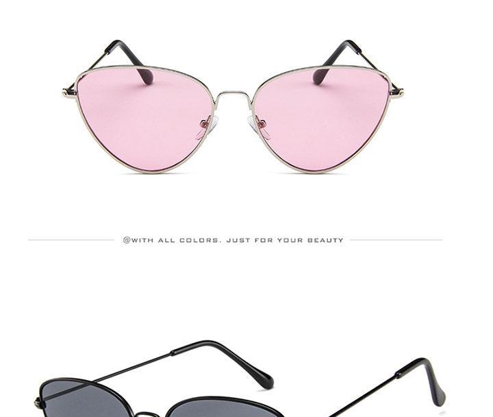 Metal Round Retro Cat Eye Sunglasses UV Protected Eyewear