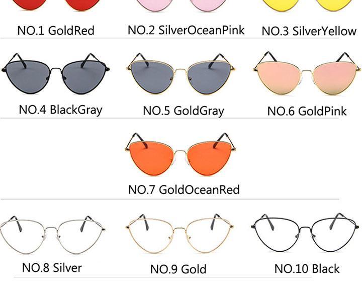 Metal Round Retro Cat Eye Sunglasses UV Protected Eyewear