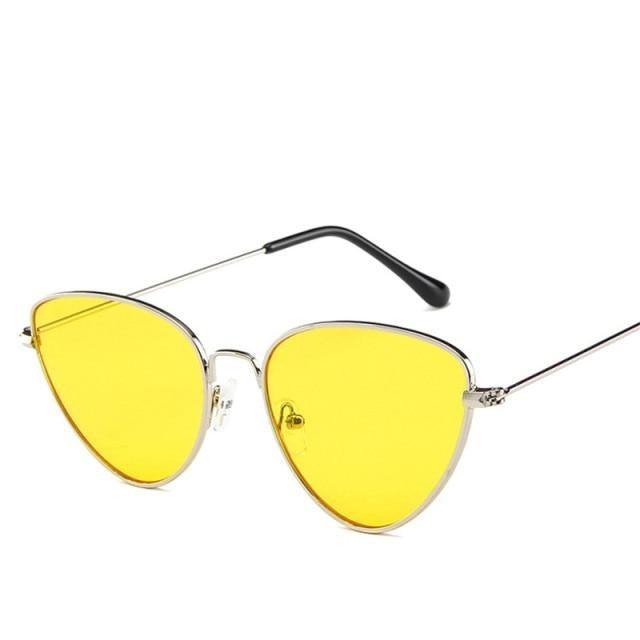 Metal Round Retro Cat Eye Sunglasses UV Protected Eyewear