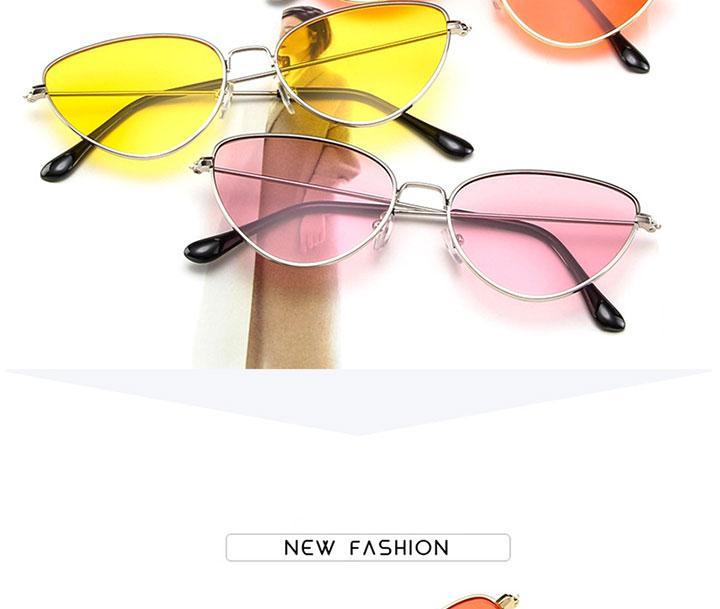 Metal Round Retro Cat Eye Sunglasses UV Protected Eyewear