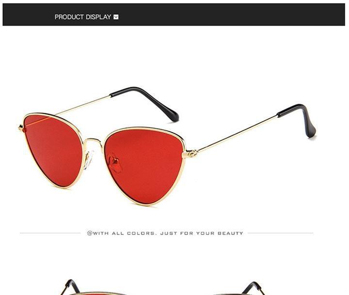 Metal Round Retro Cat Eye Sunglasses UV Protected Eyewear