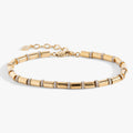 Pavé Tube Bead and Crystal Chain Bracelet in Silver