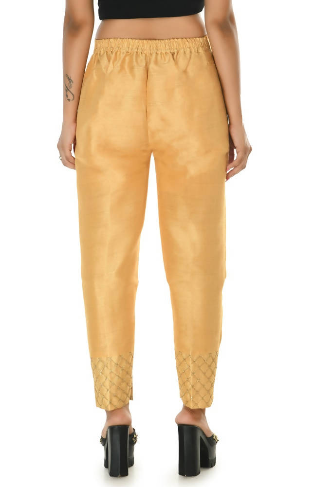 Women's Golden Silk Ankle Pant - Classic Formal Tapered Fit
