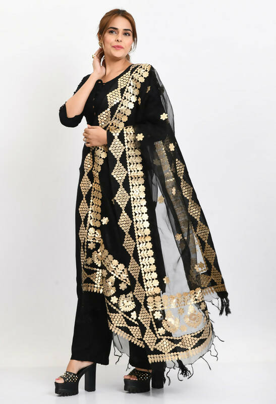 Black Organza Gotta Patti Bridal Dupatta for Women