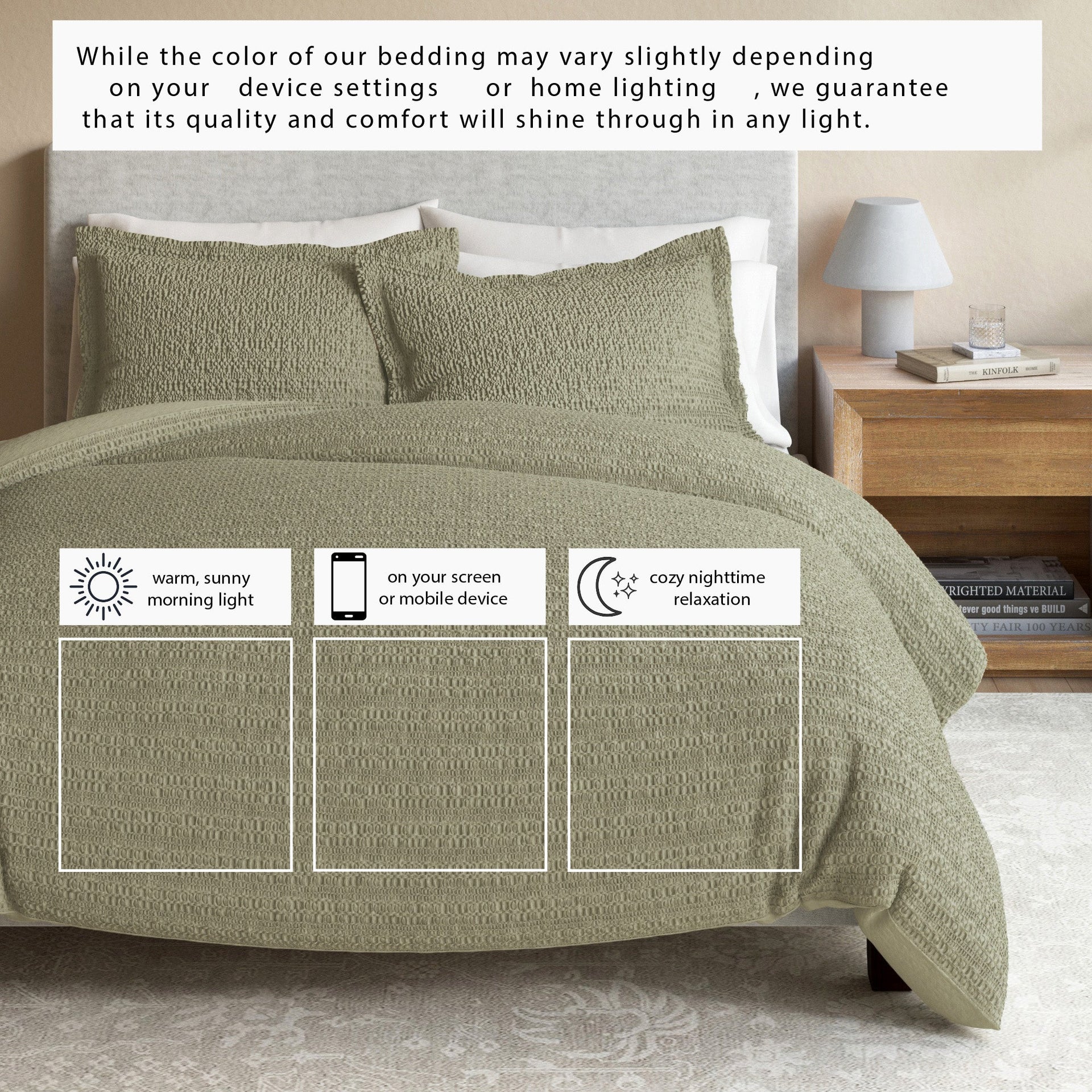 100% Cotton Honeycomb Waffle Duvet Set - Mattea Collection