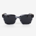 Micanopy sunglasses featuring a stylish boxy acetate frame and wood detailing.