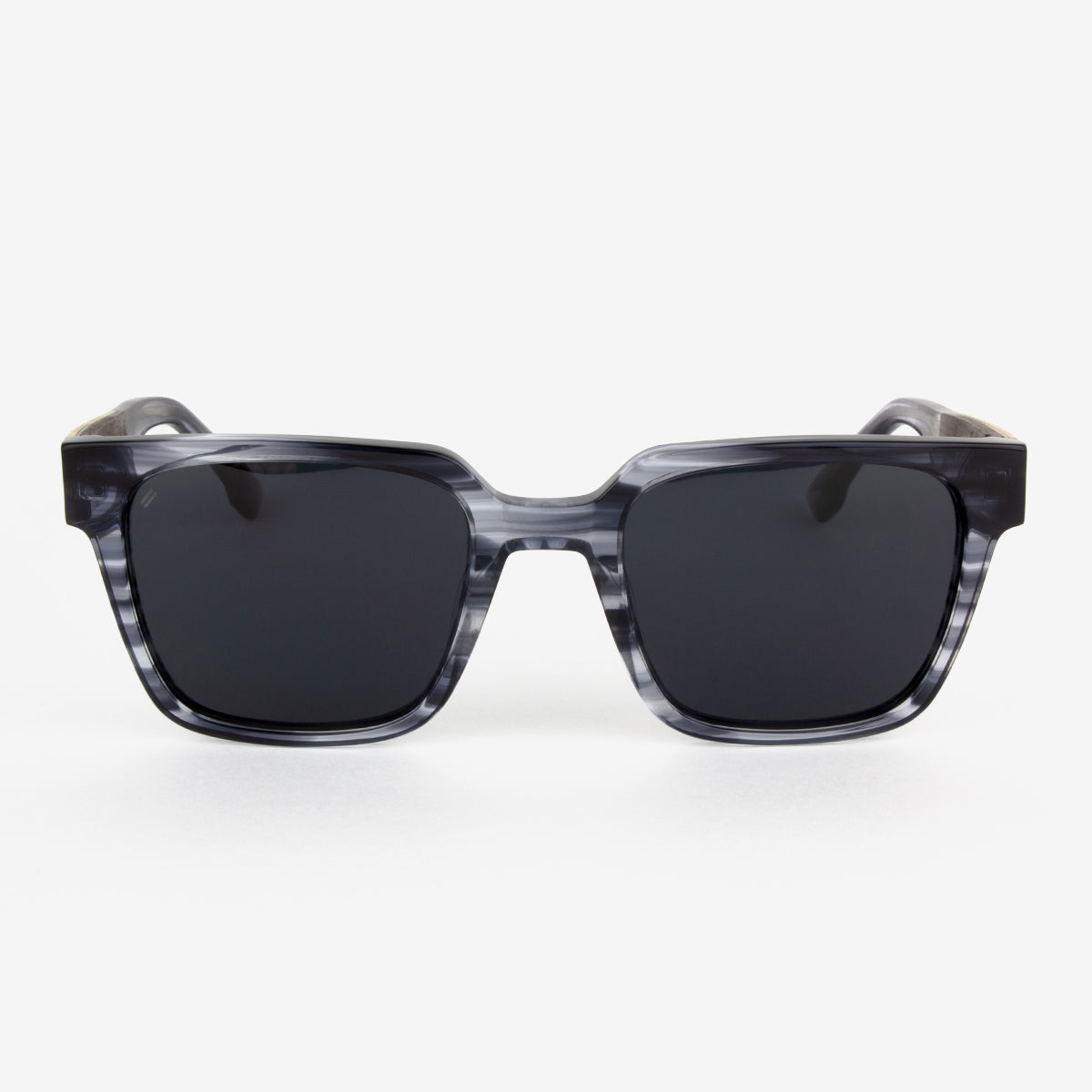 Micanopy sunglasses featuring a stylish boxy acetate frame and wood detailing.