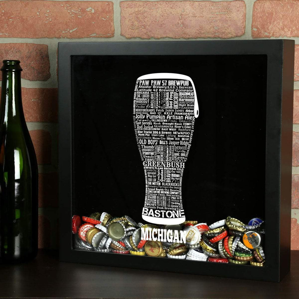 Michigan Beer Typography Shadow Box