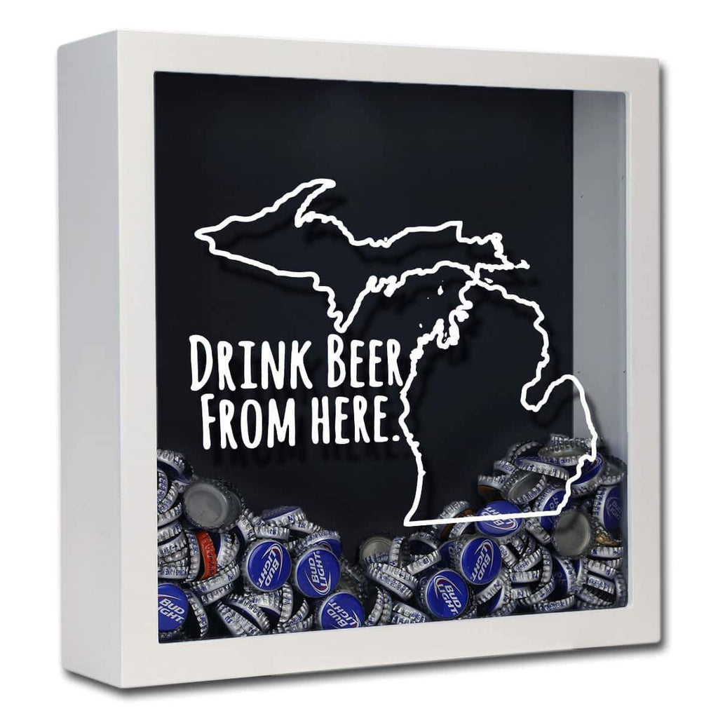 Michigan Drink Beer From Here Beer Cap Shadow Box