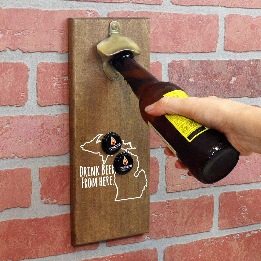 Michigan Drink Beer From Here Cap Catching Magnetic Bottle Opener