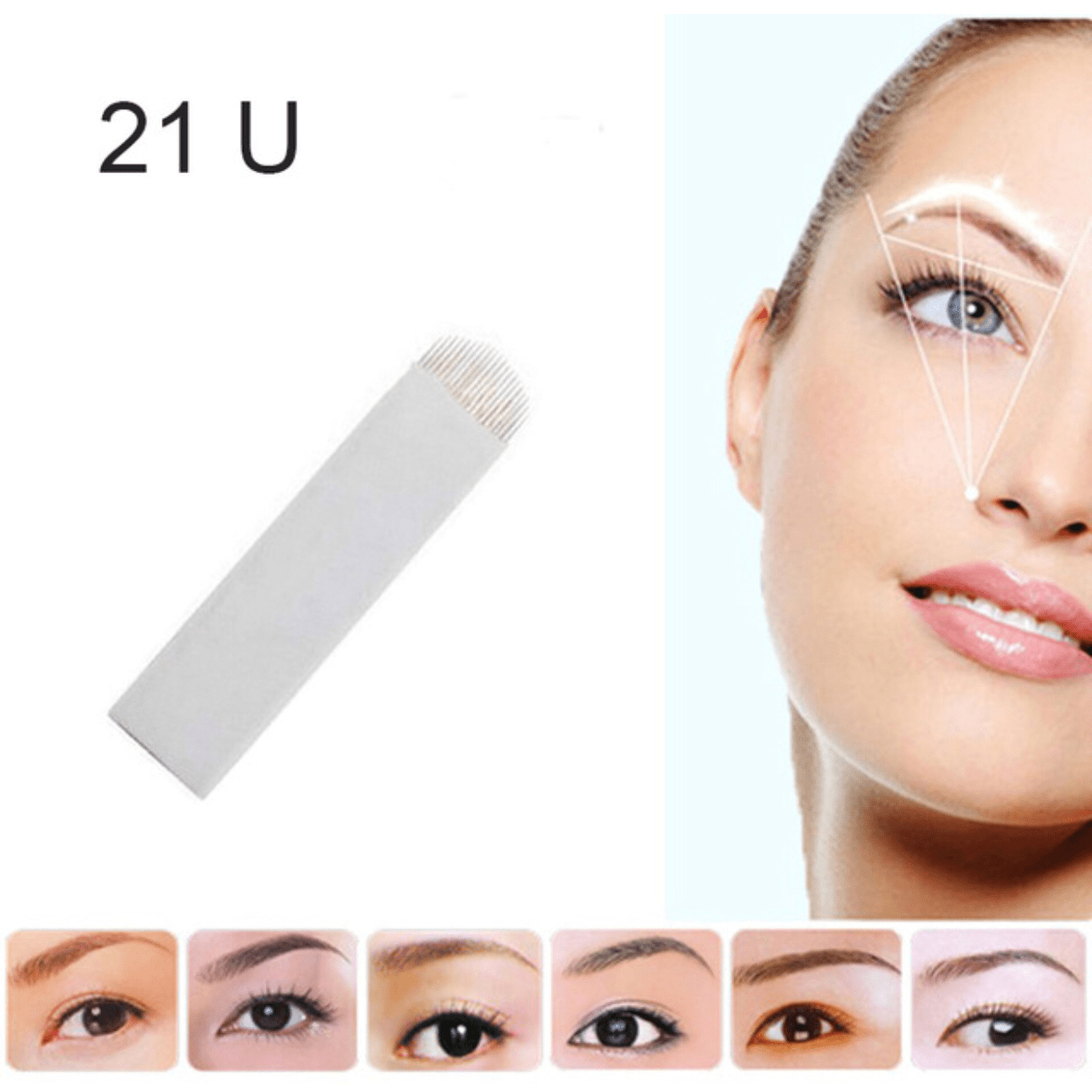 Professional manual microblading needles for permanent makeup in silver and blue packaging