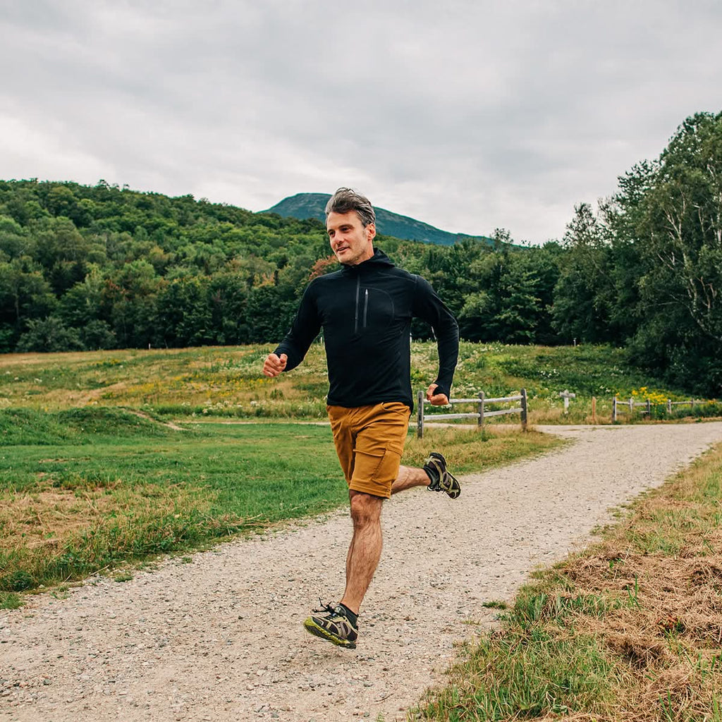 Men's Merino Wool 1/4 Zip Sun Hoodie - Lightweight Athletic Base Layer