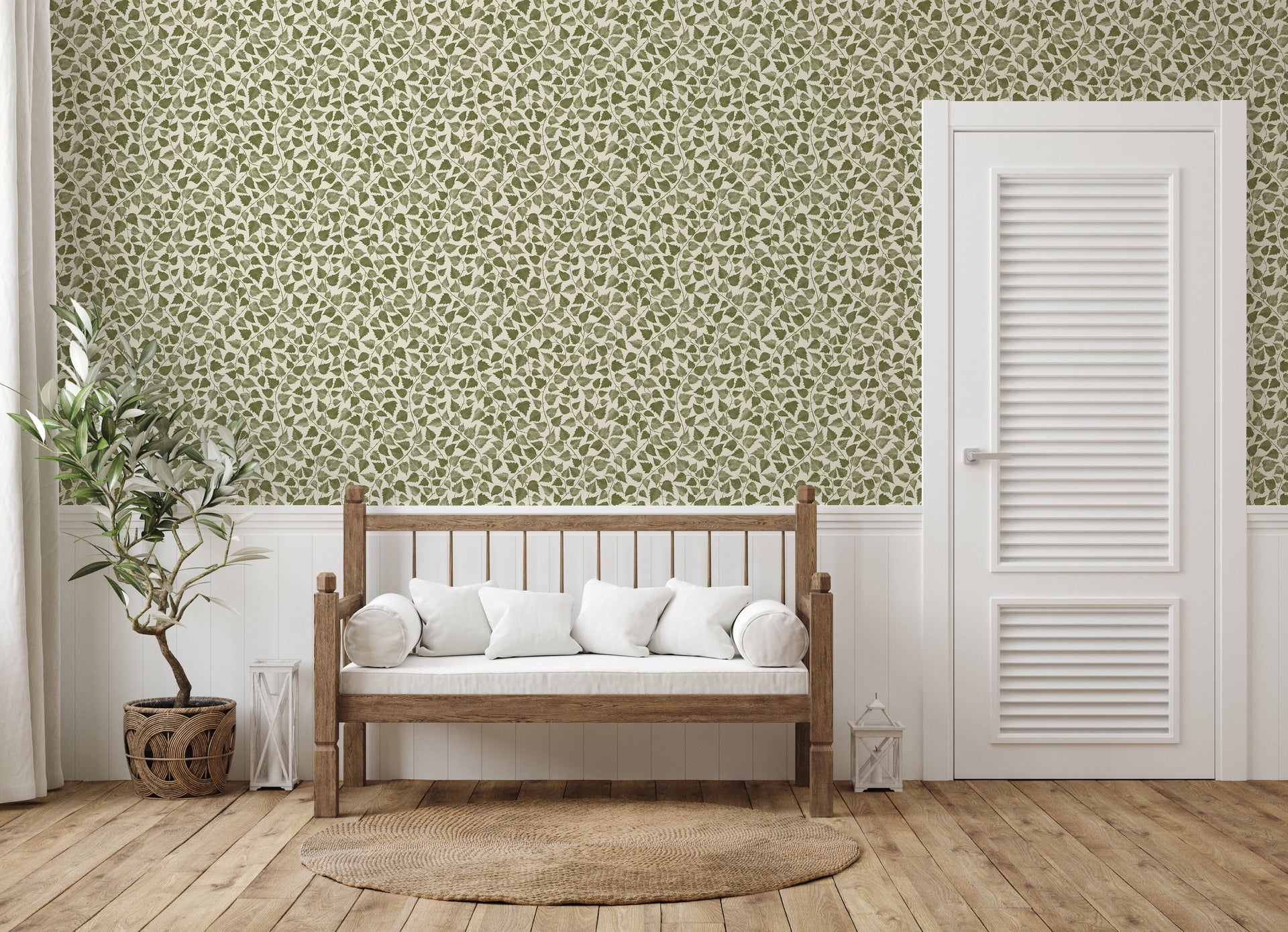 Iveline Floral Removable Wallpaper in Blue, Beige and Green