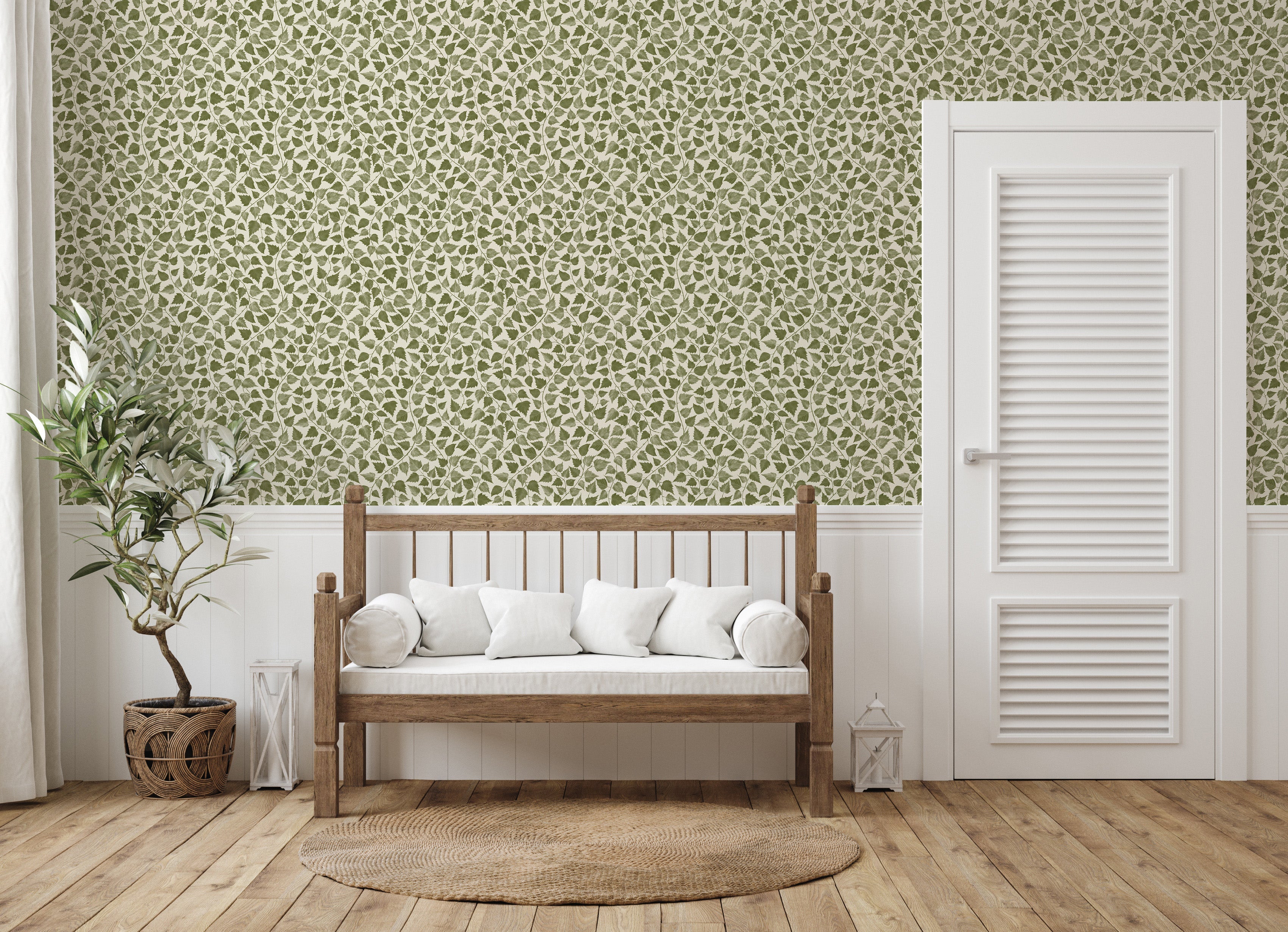 Iveline Floral Removable Wallpaper in Blue, Beige and Green