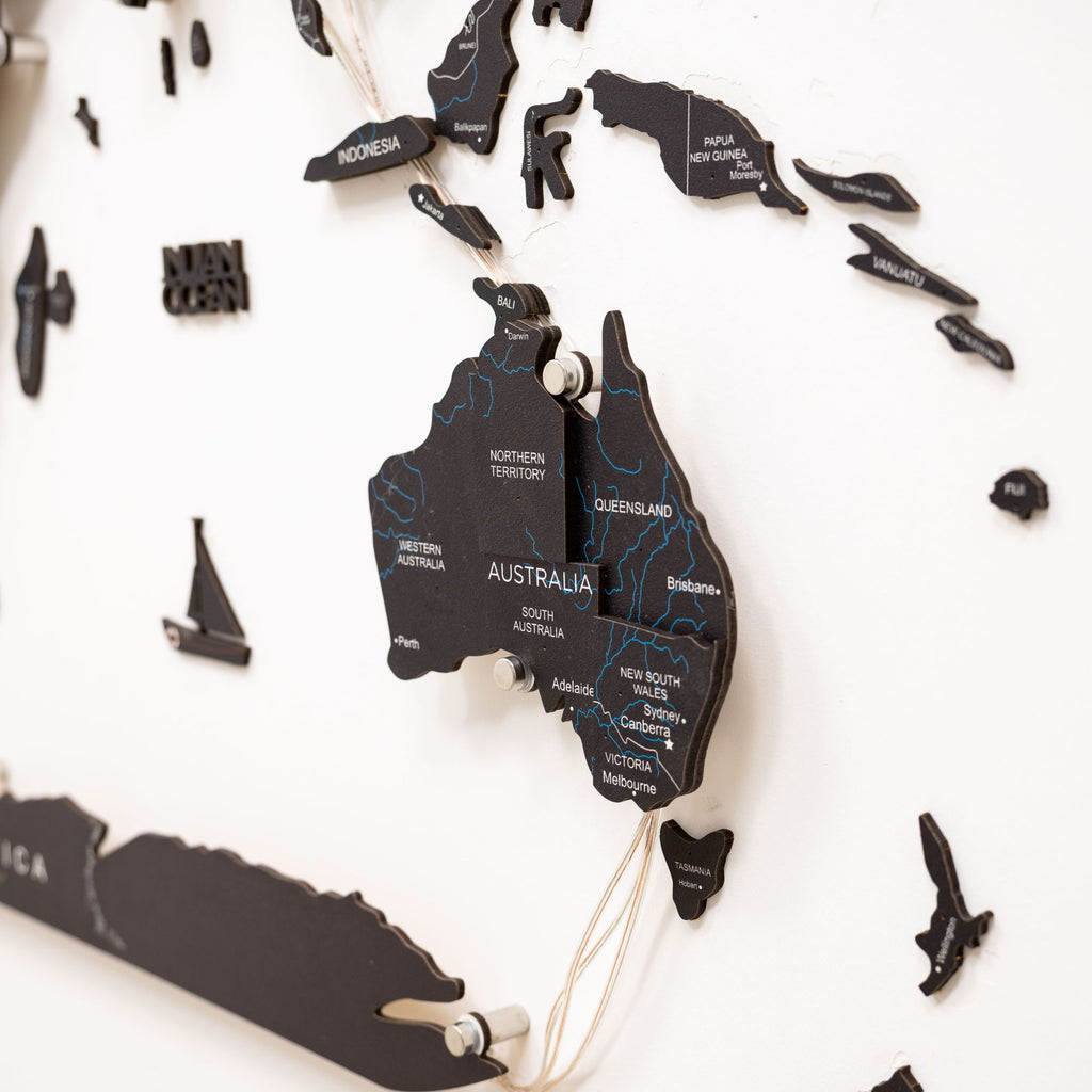 3D LED Wooden World Map 3.0 Midnight Edition with Smart Lighting